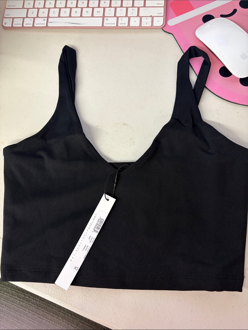NWT Susana Monaco Sz XS black solid Micro String Cropped Summer Camisole Top